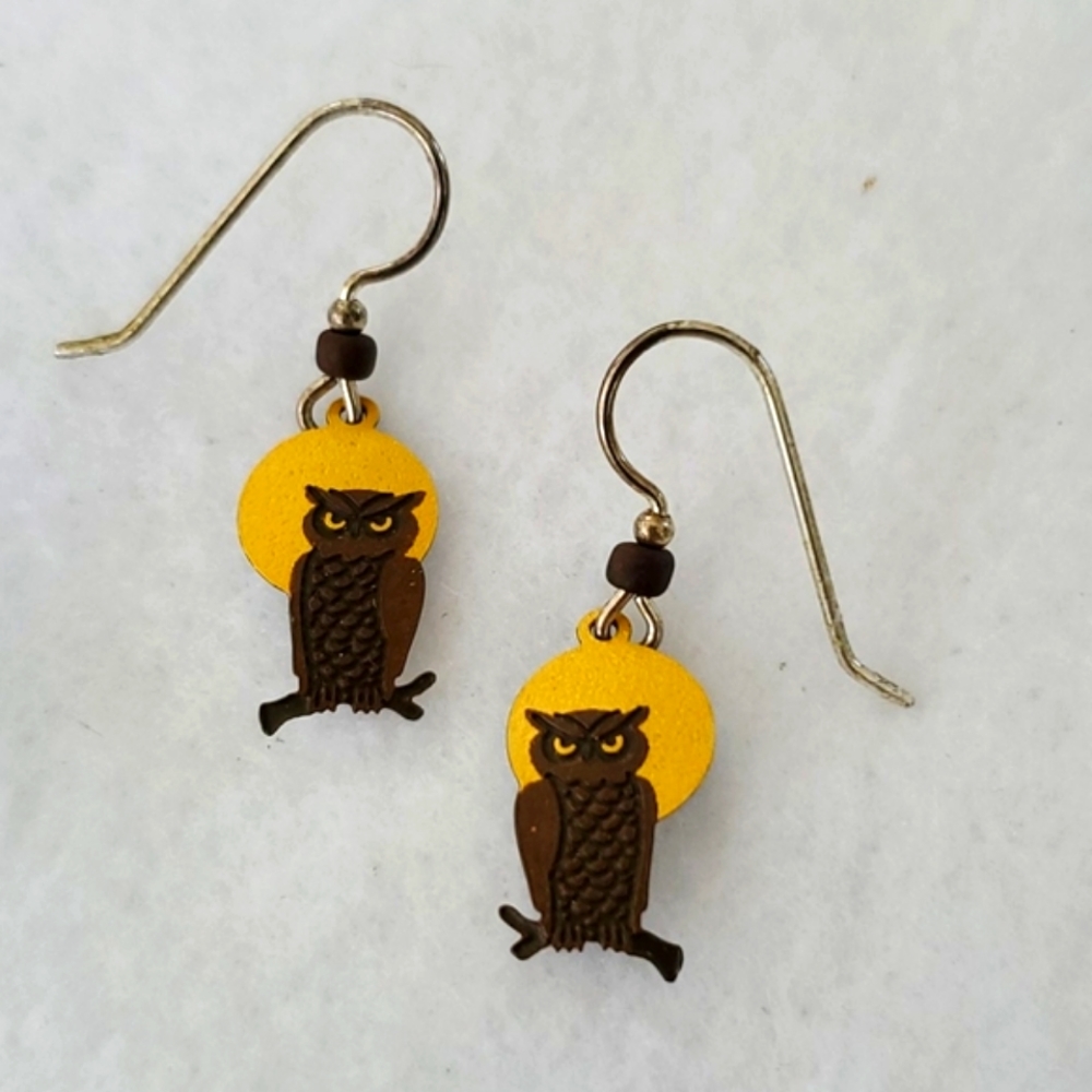 Enamel Owl Earrings Full moon